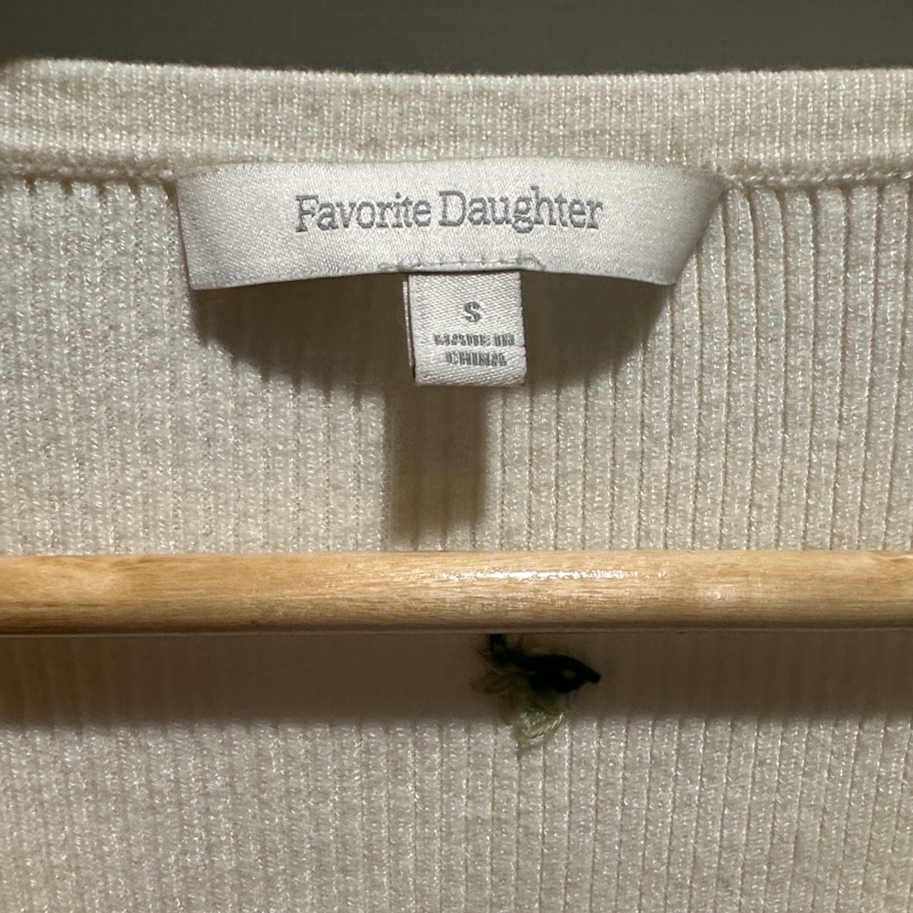 Favorite Daughter The Athena Sweater size S Floral Embroidered Cream Cardigan - Picture 7 of 8